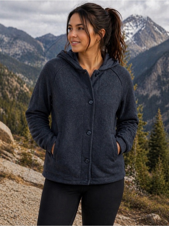 Patagonia Jackets & Blazers - Patagonia dark blue button up hooded sweater/jacket. Womens size large.